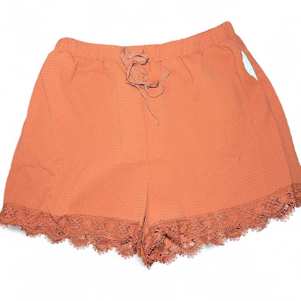 Orange Lace Trim Shorts